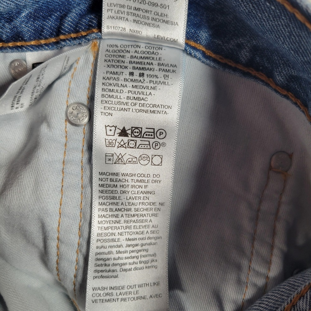 Levis 469 Denim Shorts Mens Size 34 Blue Loose Fit Mid Wash Skater Jorts - Picture 10 of 10